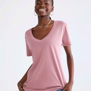 Pink Washed V-neck Top